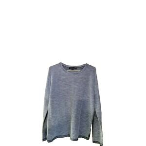 Skull Cashmere Black and White Ribbed Striped Signature Skull on Back Shirt Sz L